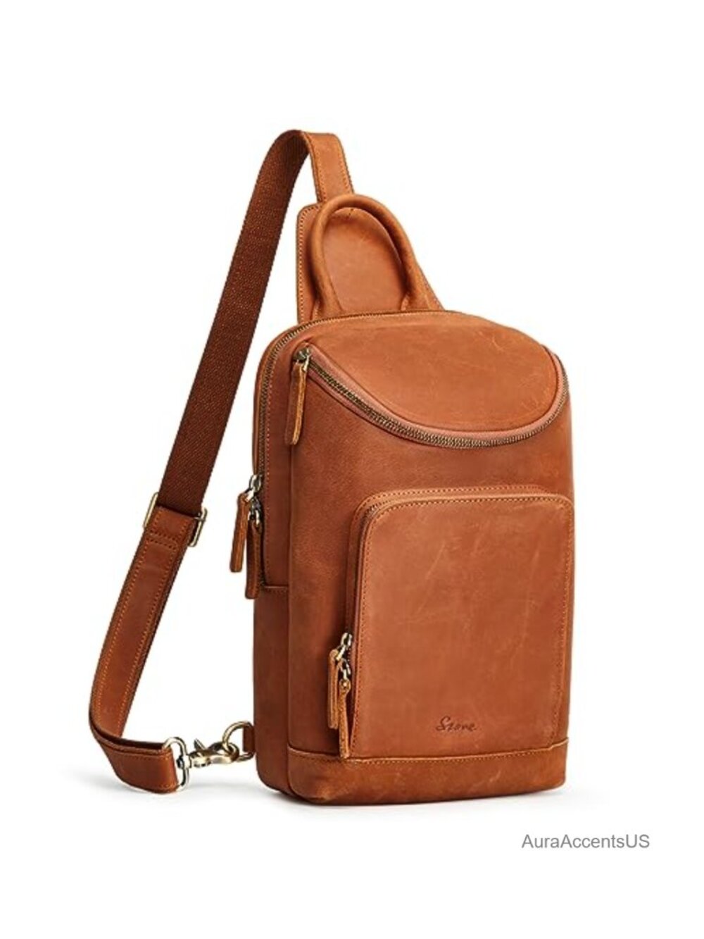 Genuine Leather Sling Bag Crossbody Chest Backpack Adjustable Unisex Daypack